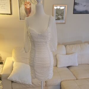 Hello Molly White Dress with Puff Sleeves